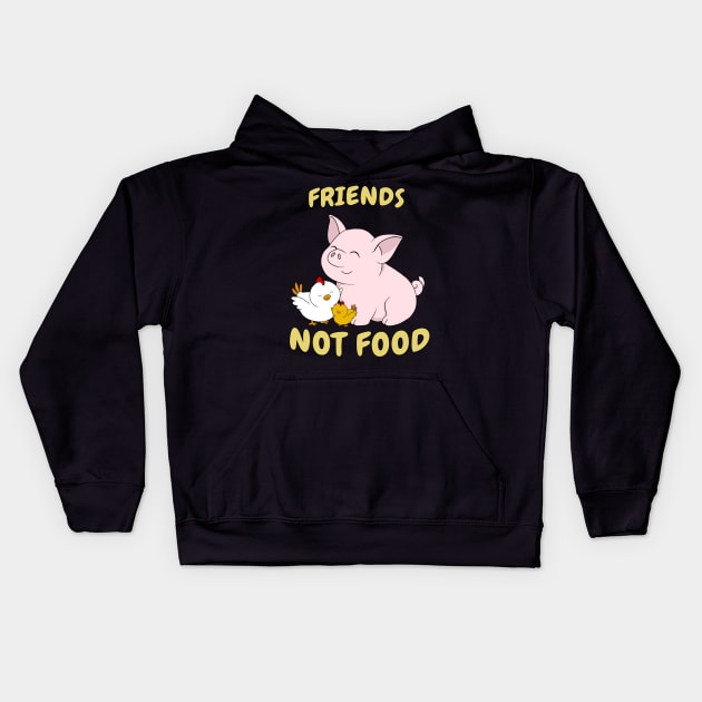 Go Vegan Cute Pig And Chicken 6 Kids Hoodie by valentinahramov